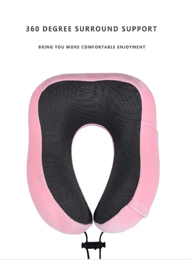 Topinon Neck Pillow for Travel - Travel Pillow for Flights - Travelling Accessories for Train - Neck Support Pillow for Car - Neck Rest for Sleeping - Memory Foam Pillows for Men Woman (Pink) - Image 3